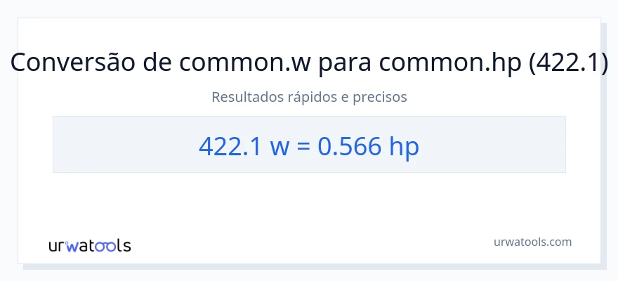 Conversão de 422.1 watts para cavalos de potência