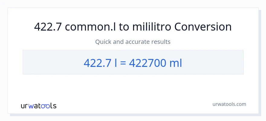 422.7 Liters patungong mga mililitro na conversion
