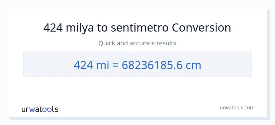 424 milya patungong Mga Sentimetro na conversion