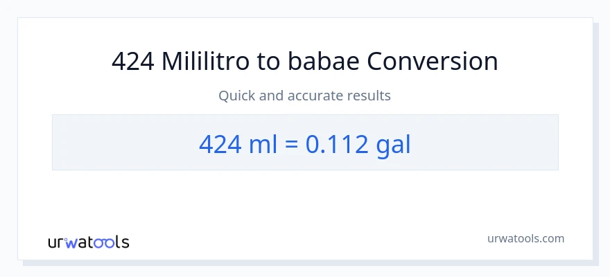 424 mga mililitro patungong Mga galon na conversion
