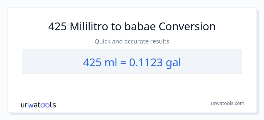 425 mga mililitro patungong Mga galon na conversion
