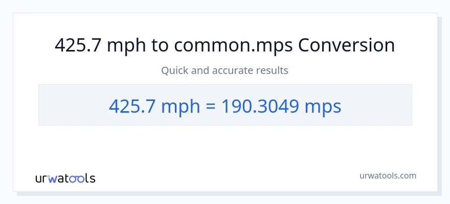 425.7 milya kada oras patungong Meters Per Second na conversion