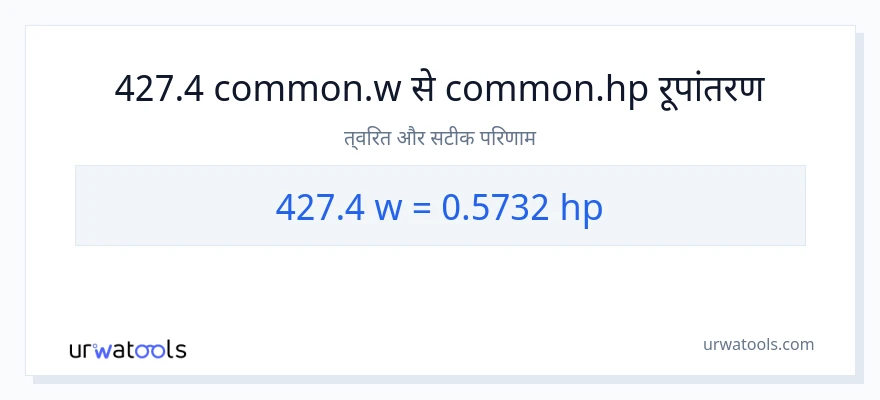 427.4 वाट से घोड़े की शक्ति रूपांतरण