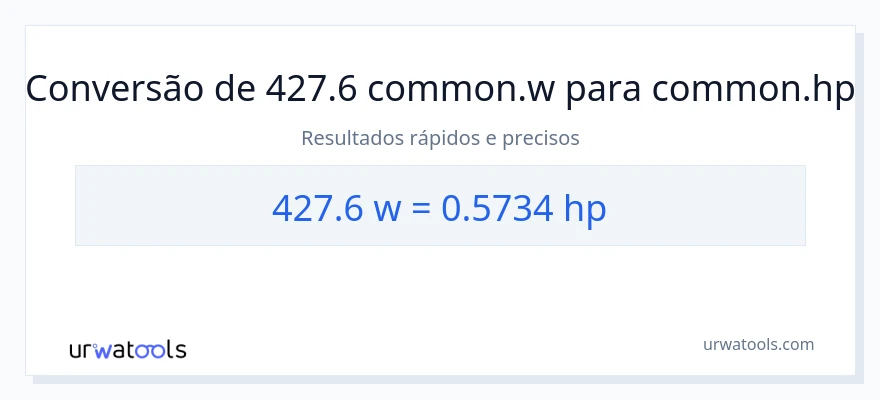 Conversão de 427.6 watts para cavalos de potência
