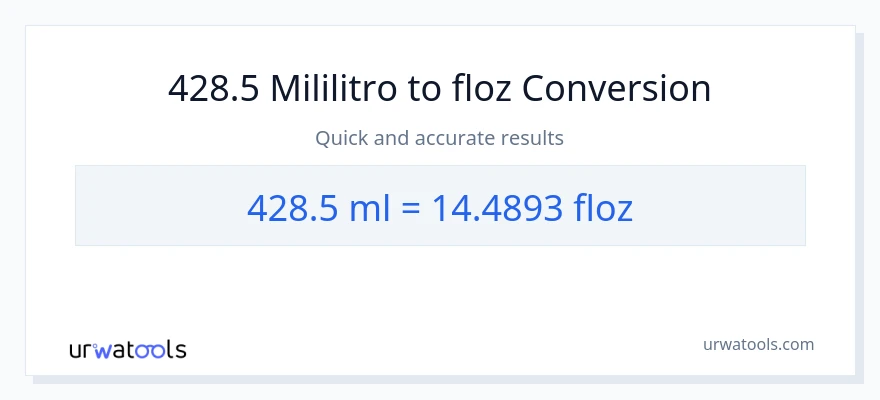 428.5 mga mililitro patungong mga onsa ng likido na conversion