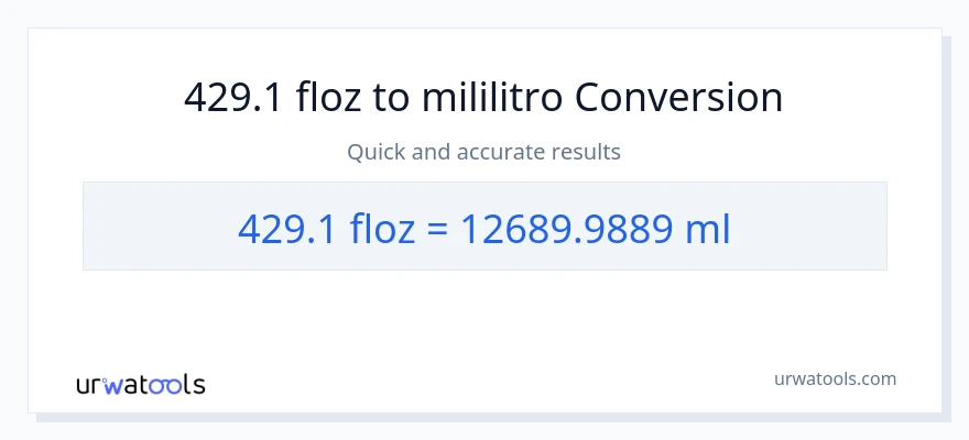 429.1 mga onsa ng likido patungong mga mililitro na conversion