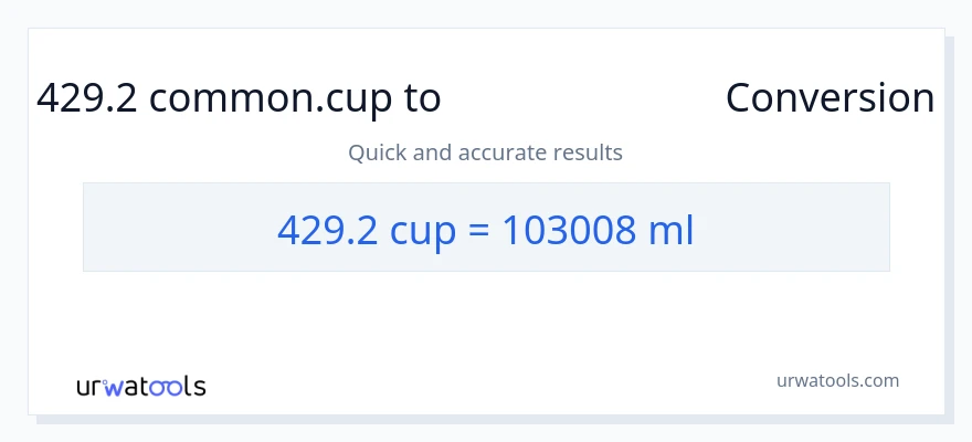 429.2 కప్పులు నుండి మిల్లీలీటర్లు కు మార్పిడి