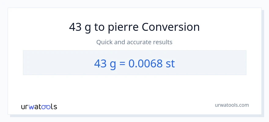 Conversion 43 Grammes vers Pierres