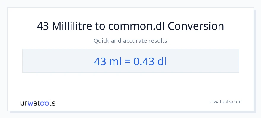 Conversion 43 millilitres vers Dls