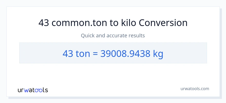 43 Tons patungong kilo na conversion