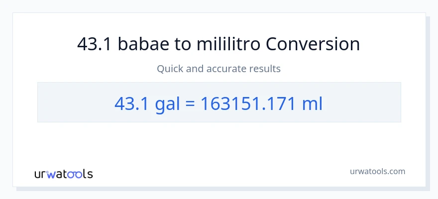 43.1 Mga galon patungong mga mililitro na conversion