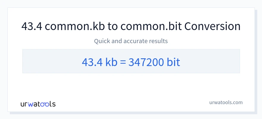 43.4 Kilobytes 到 Bits 轉換