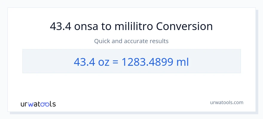 43.4 Mga onsa patungong mga mililitro na conversion