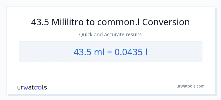 43.5 mga mililitro patungong Liters na conversion