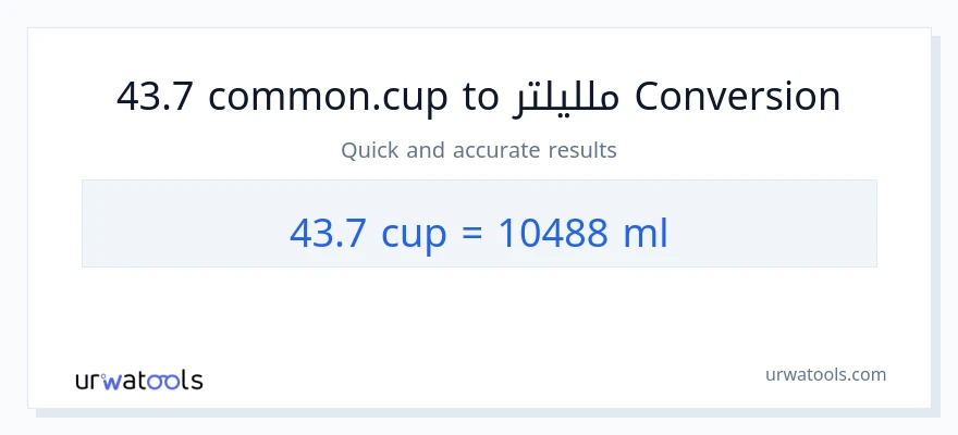 التحويل من 43.7 أكواب إلى ملليلتر