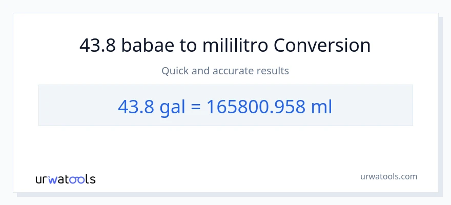 43.8 Mga galon patungong mga mililitro na conversion
