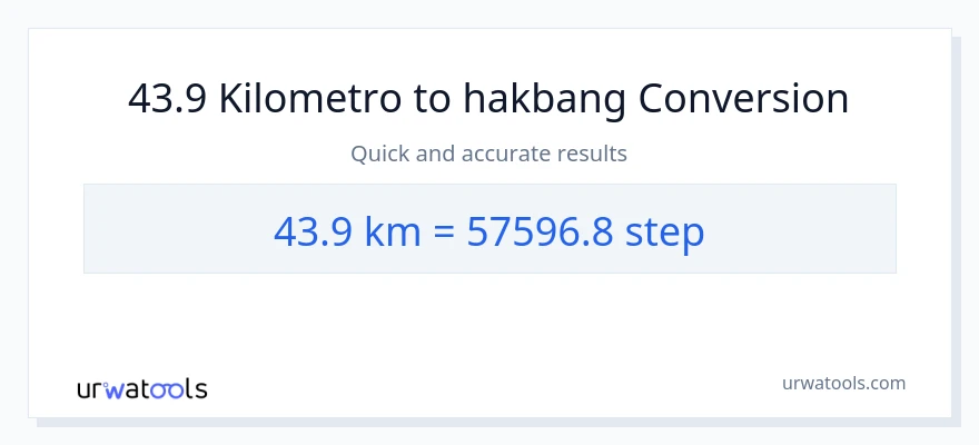 43.9 Kilometro patungong mga hakbang na conversion