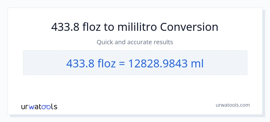 433.8 mga onsa ng likido patungong mga mililitro na conversion