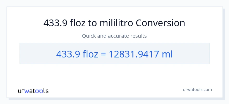 433.9 mga onsa ng likido patungong mga mililitro na conversion