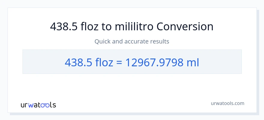 438.5 mga onsa ng likido patungong mga mililitro na conversion