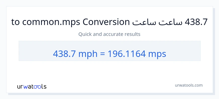 438.7 په ساعت کې میلونه ته Meters Per Second بدلون