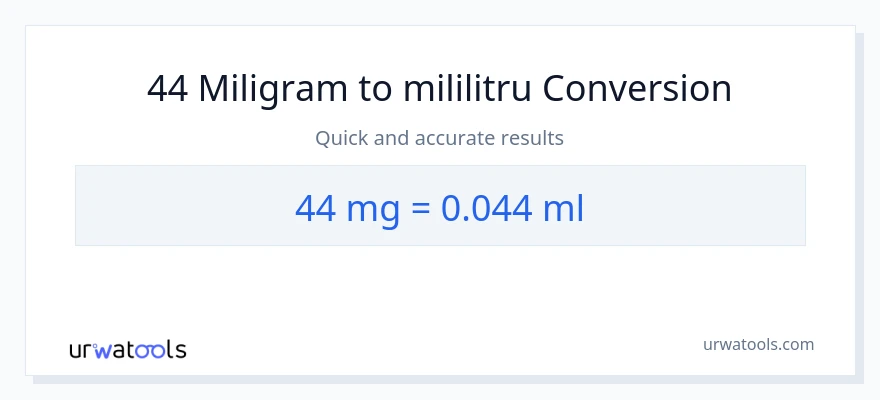 Conversie 44 miligrame la mililitri
