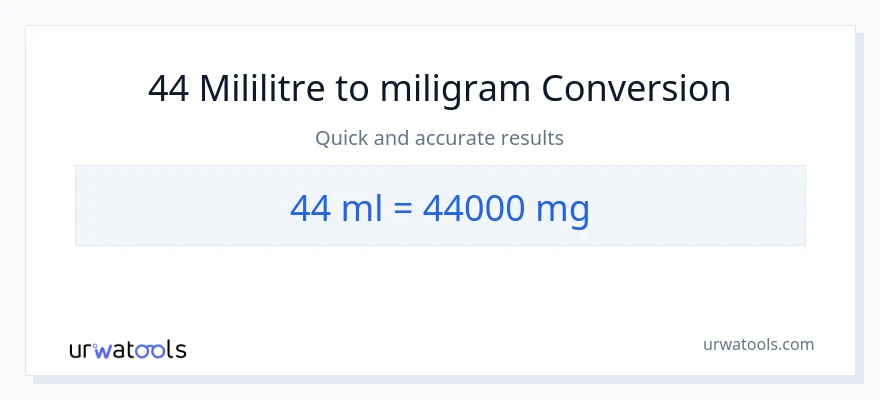 44 mililitre'den miligram'e dönüşüm