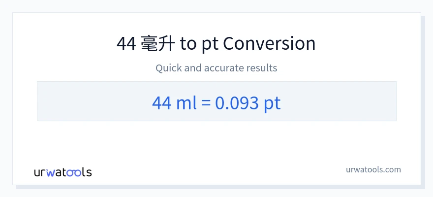 44 毫升 到 Pints 轉換