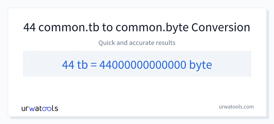 44 Terabytes 到 Bytes 轉換