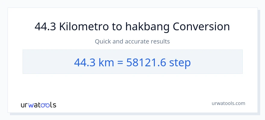 44.3 Kilometro patungong mga hakbang na conversion