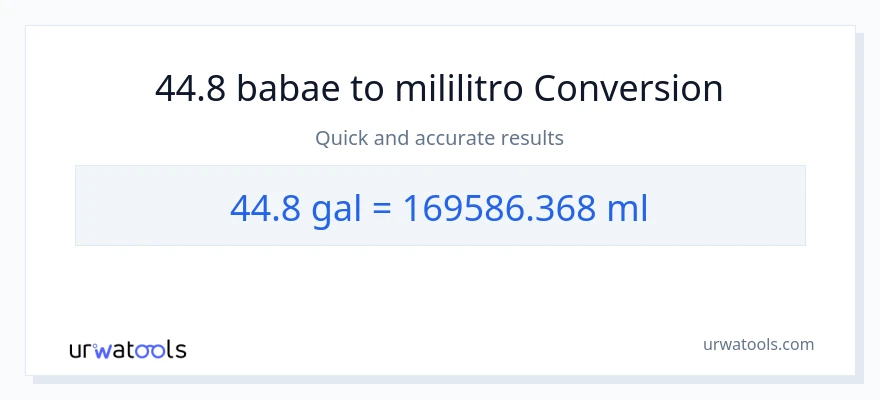 44.8 Mga galon patungong mga mililitro na conversion