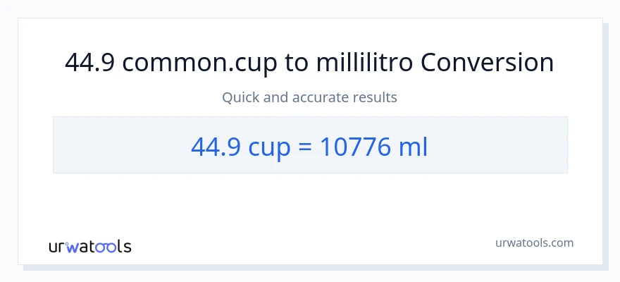 Conversione da 44.9 tazze a millilitri
