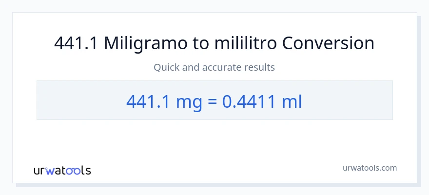 441.1 miligramo patungong mga mililitro na conversion