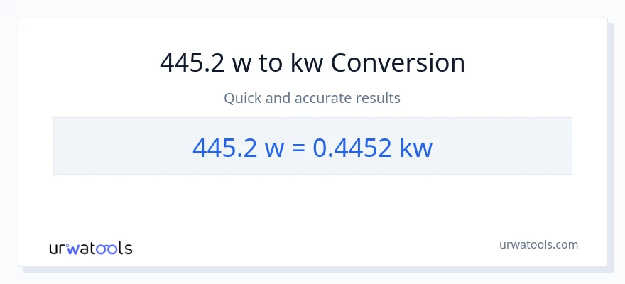 445.2 watts patungong kilowatts na conversion