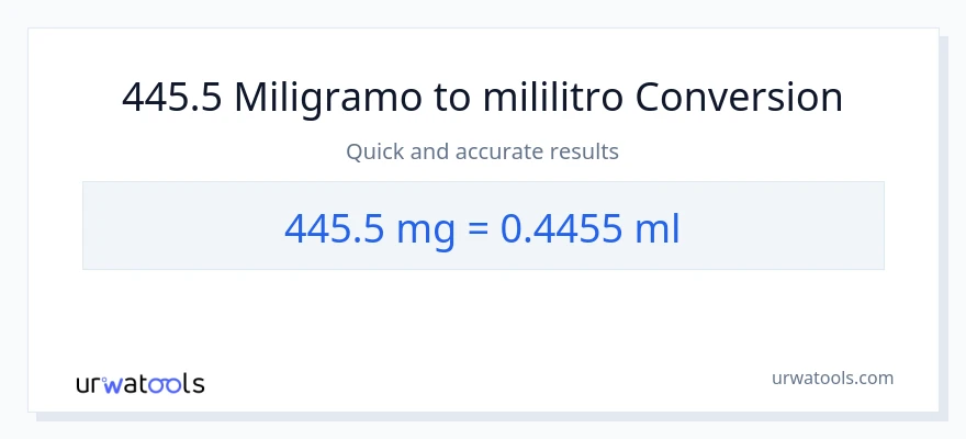 445.5 miligramo patungong mga mililitro na conversion