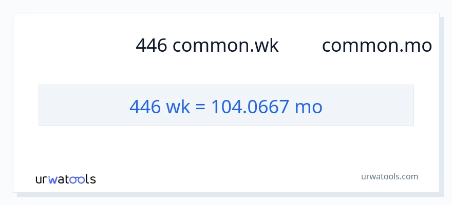 การแปลง 446 สัปดาห์ เป็น หลายเดือน