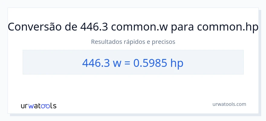 Conversão de 446.3 watts para cavalos de potência