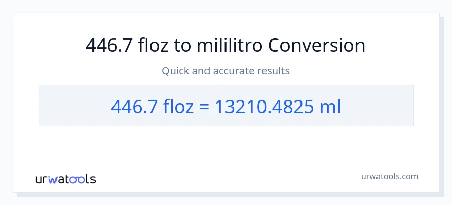 446.7 mga onsa ng likido patungong mga mililitro na conversion