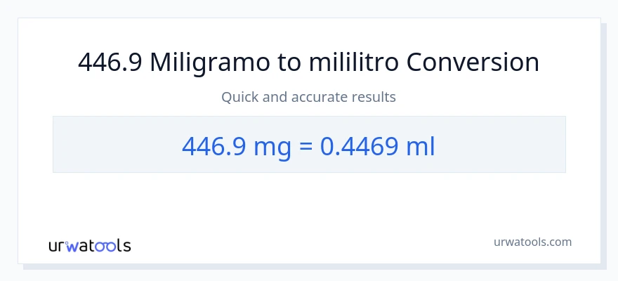 446.9 miligramo patungong mga mililitro na conversion