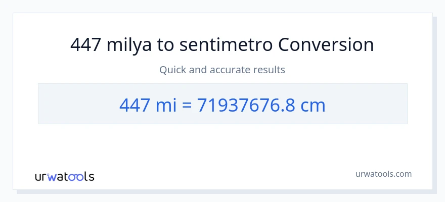 447 milya patungong Mga Sentimetro na conversion
