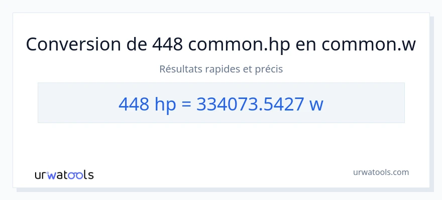 Conversion 448 chevaux-vapeur vers watts