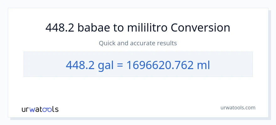 448.2 Mga galon patungong mga mililitro na conversion
