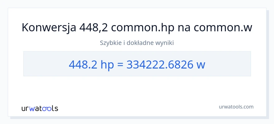 Konwersja 448.2 moc w koniach mechanicznych do watów