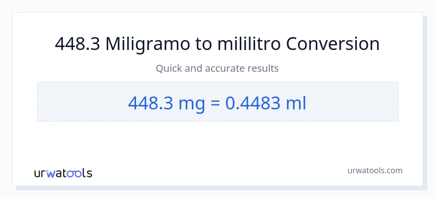 448.3 miligramo patungong mga mililitro na conversion