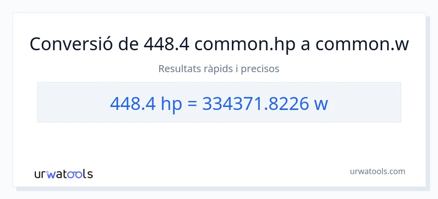 Conversió de 448.4 cavalls de força a watts