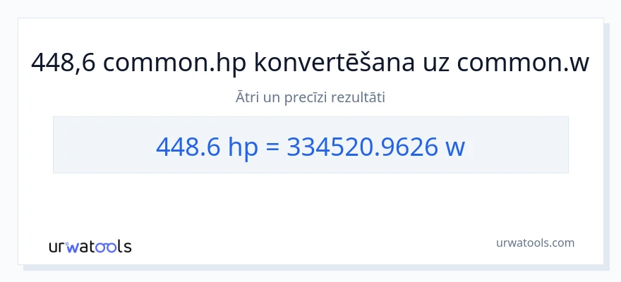 448.6 zirgspēki uz vati konversiju