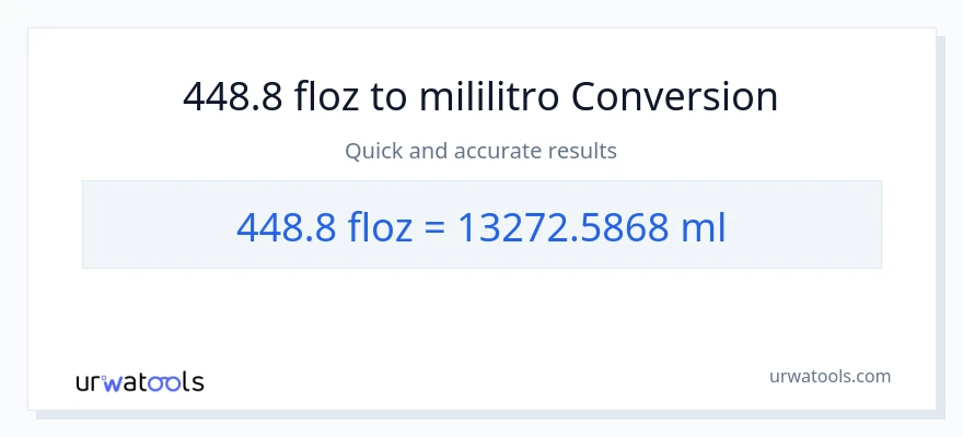 448.8 mga onsa ng likido patungong mga mililitro na conversion