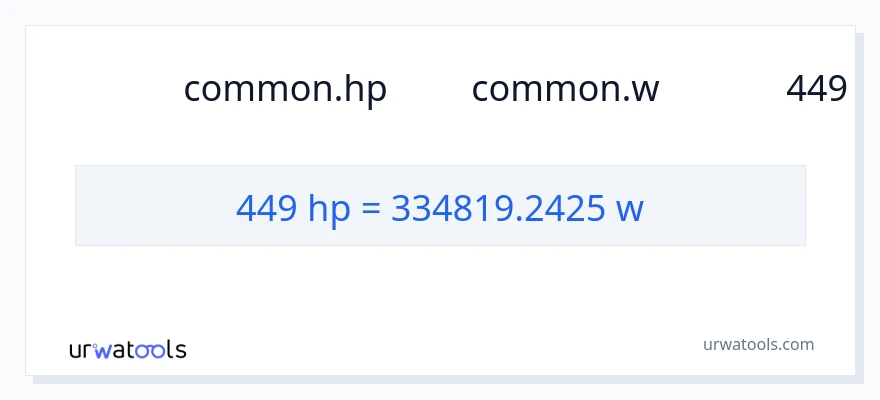 การแปลง 449 แรงม้า เป็น วัตต์