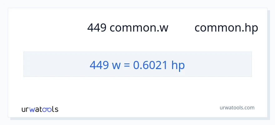 การแปลง 449 วัตต์ เป็น แรงม้า