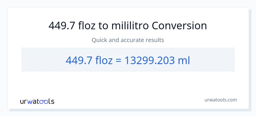 449.7 mga onsa ng likido patungong mga mililitro na conversion